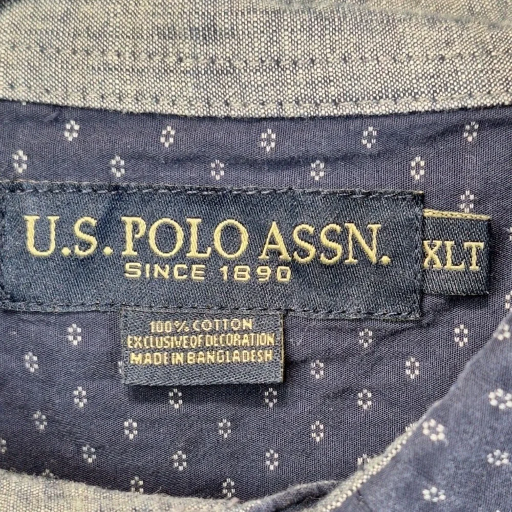 US Polo Assn. Casual Shirt Mens XLT Navy Blue‎ Classic Fit Collared Button Down